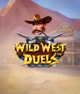  Dive into the daring world of "Wild West Duels" by Pragmatic Play, featuring a tough gunslinger ready for a showdown. The image features a fierce cowboy with crossed pistols, framed by a desert backdrop. His intense eyes and elaborate attire capture the essence of the Old West. The game's title is boldly presented in a striking font, adding to the exciting theme. 