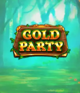 Enter the magical forest of Gold Party slot by Pragmatic Play, showcasing a rustically styled wooden sign engraved with golden letters. The backdrop of misty green forest adding a touch of enchantment to the overall ambiance. Great for fans of magical and nature-inspired games, offering a delightful gaming experience. 